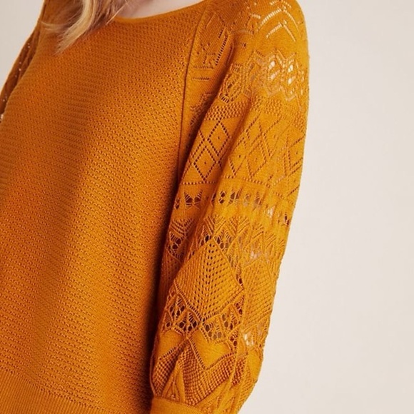 Anthropologie Martina Pointelle Pullover in Honey | size small - Picture 3 of 10